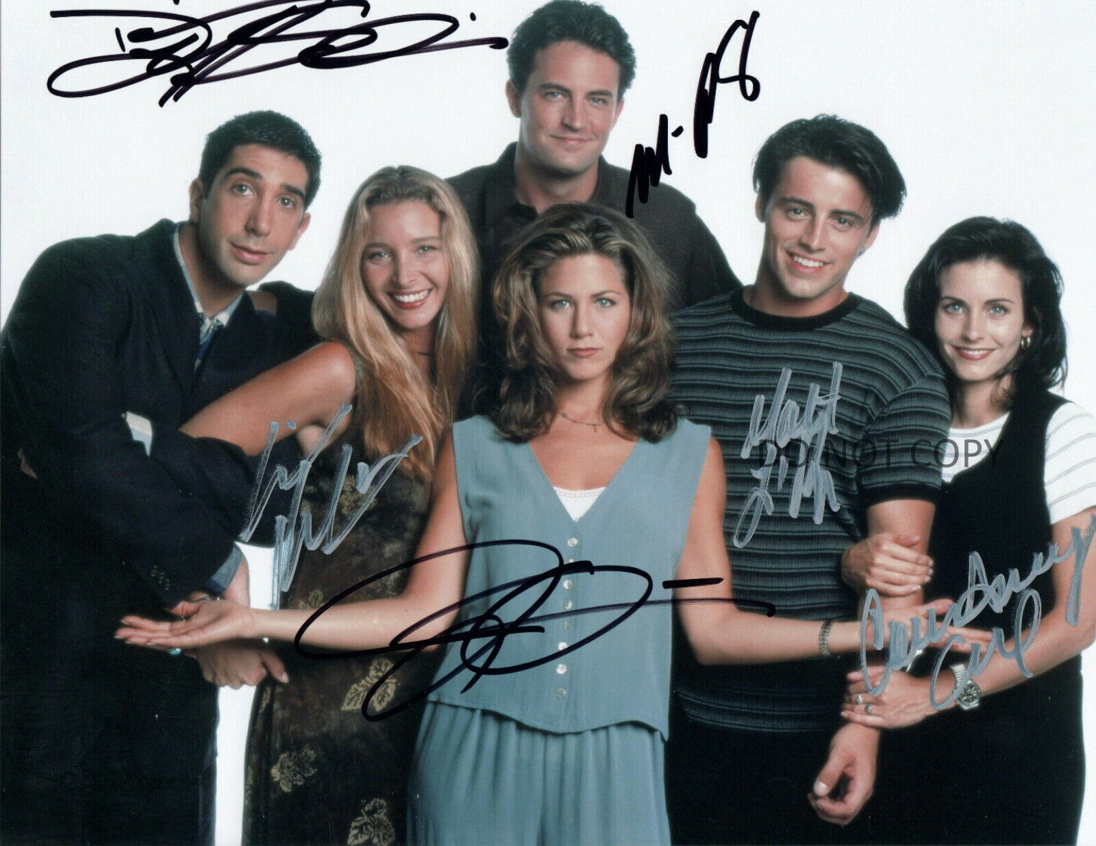 Friends TV Show All Cast Autographed Signed Photo Poster painting 8x10 REPRINT Aniston Cox Perry