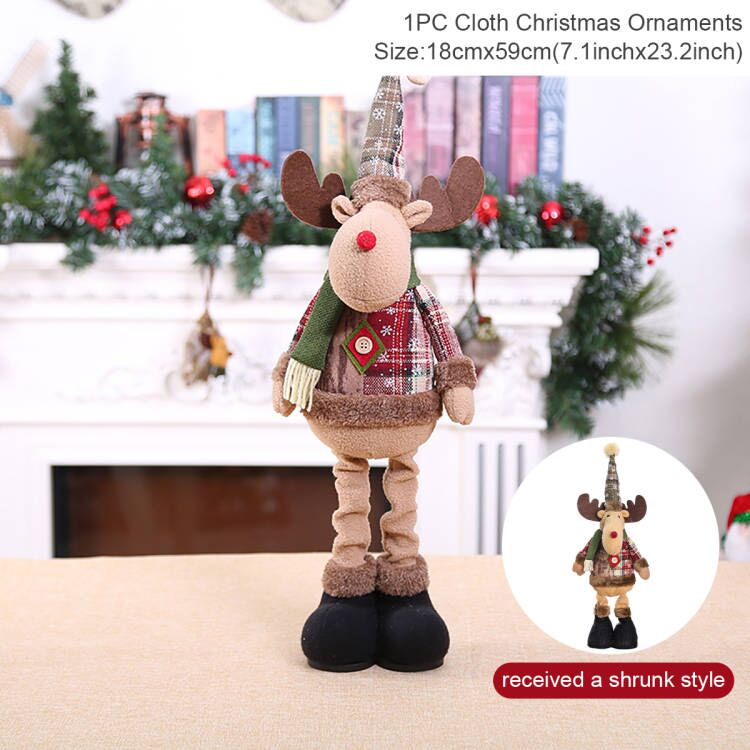 Tegooe Telescopic Plush Reindeer Christmas Decoration - Adjustable Height Holiday Doll