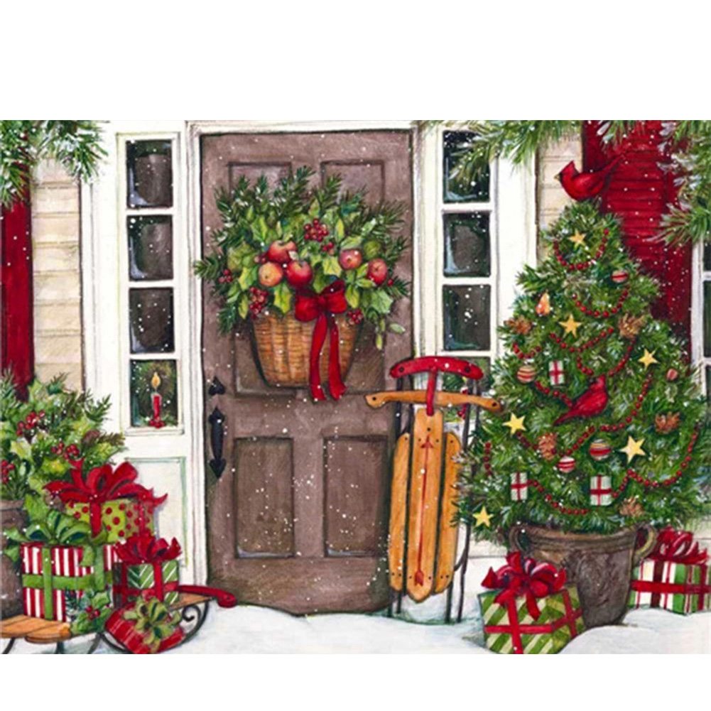 

40*30CM - Round Drill Diamond Painting - Christmas House, 501 Original