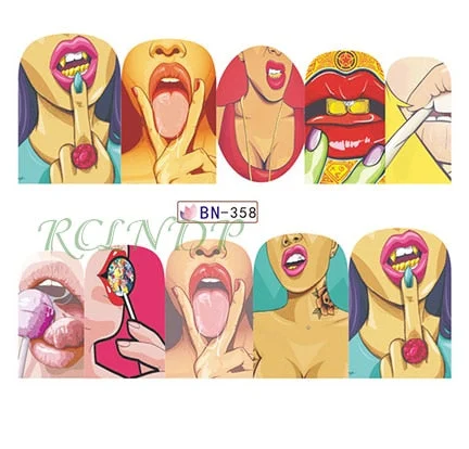 Water sticker for nail art decoration slider skull witch with rose flower watercolor ink design decal lacquer accessoires