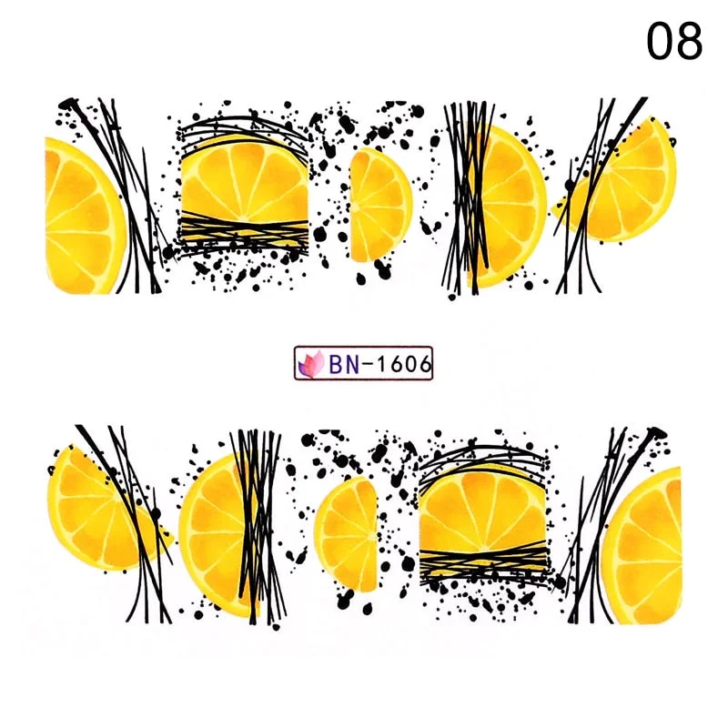 1PC 3D Nail Stickers Kiwi Avocado Lemon Banana Fruits Self-Adhesive Slider Nail Art Decorations Decals Manicure Accessories-Nail Inspo