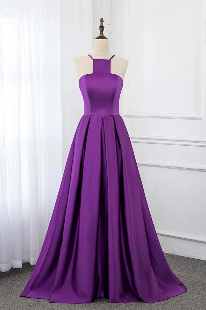 Daisda Purple Spaghetti-Strap Sleeveless Evening Dress Long on sale