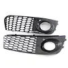 1 Pair Car Front Grill Mesh Front Fog Light Hoods Cover for Audi A4 B8 2008-2012