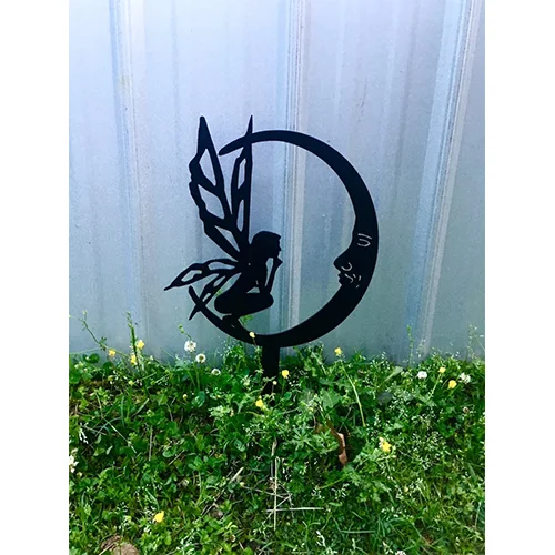 Moon Fairy Garden Stake | Metal Garden Art - Fairy Garden Gifts