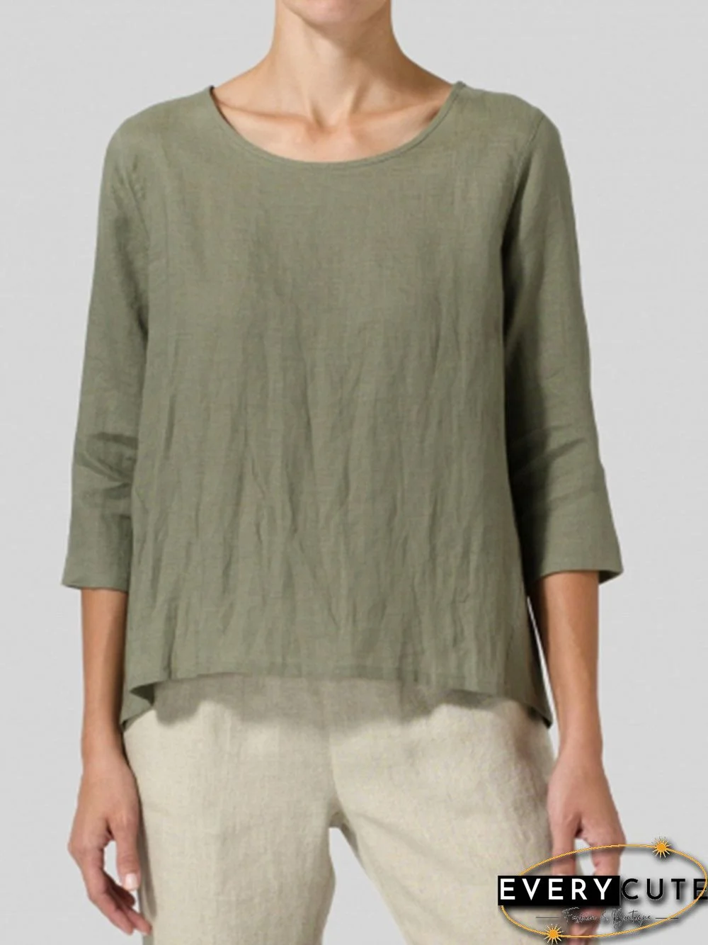 Women Casual 3/4 Sleeve Loose Tops Blouse Shirt