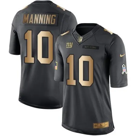Giants #10 Eli Manning Black Men's Stitched NFL Limited Gold Salute To Service Jersey