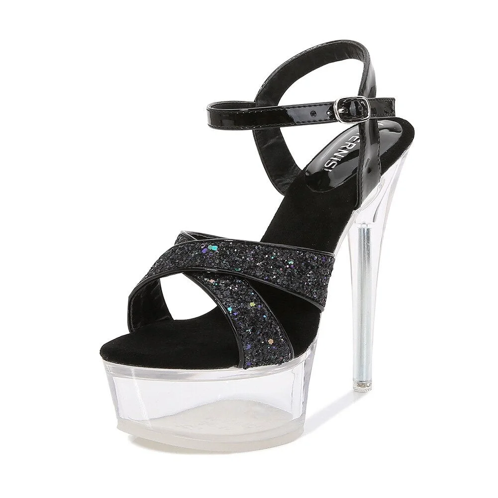 2021 Summer Women's Casual Fashion Sandals Women's Transparent Platform Banquet Sexy Stiletto Shoes