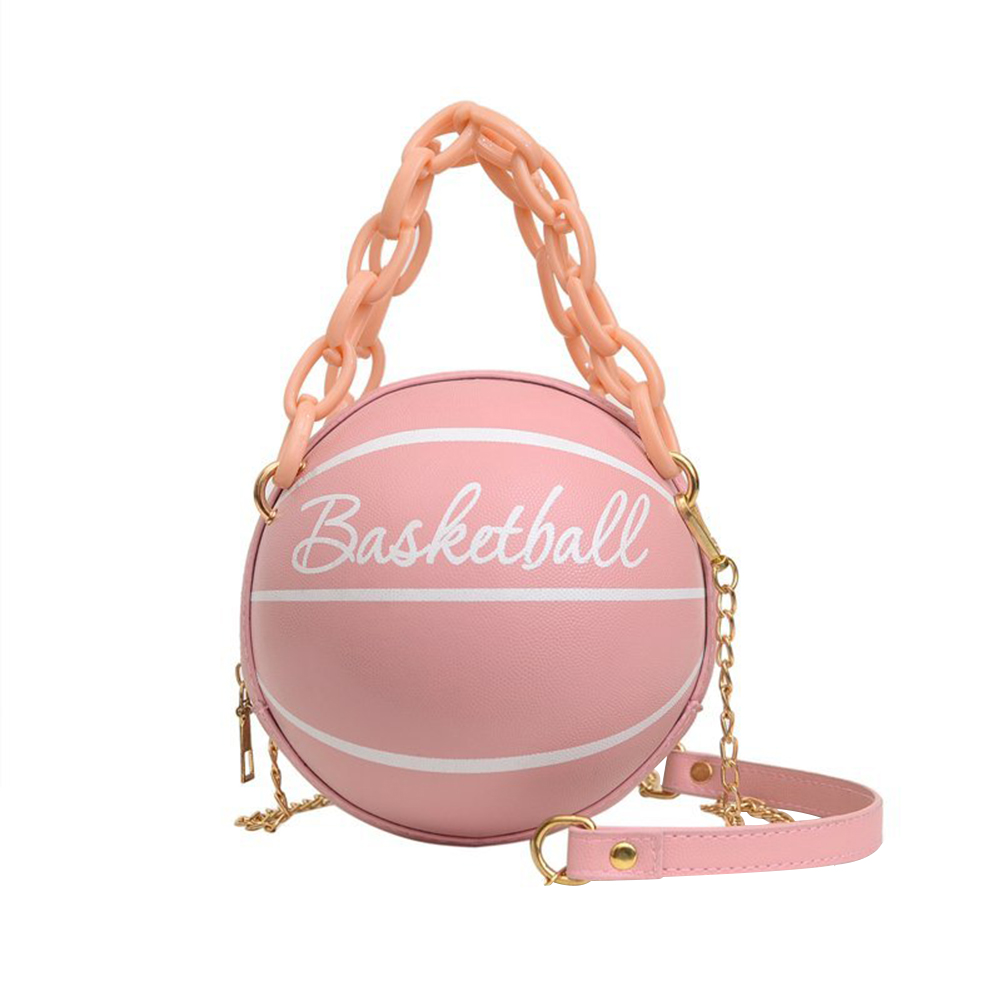 

Round Basketball Shoulder Bags Totes Acrylic Chain Messenger Handbag, Black, 501 Original