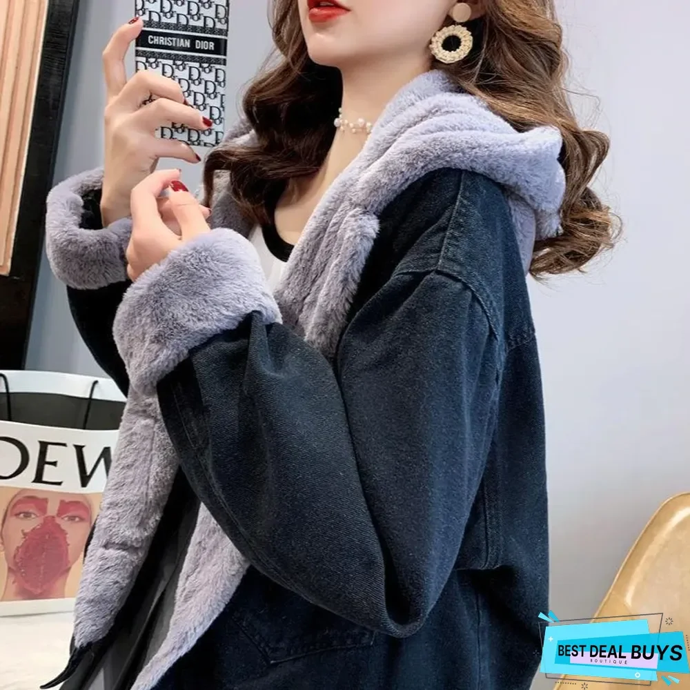 Denim Padded Loose Lazy Wind Coat Women