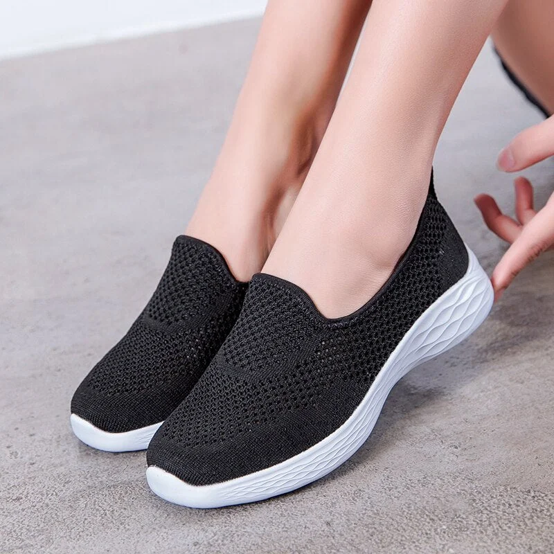 Spring Women Sneakers Mesh Shoes Flat Loafers Ladies Soft Bottom Comfort Breathable Walking Shoes Female Fashion Casual Footwear