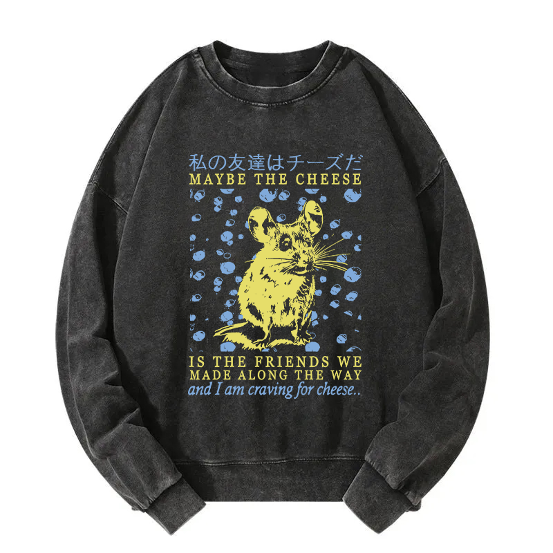 My Friend Is Cheese Washed Sweatshirt  artssus