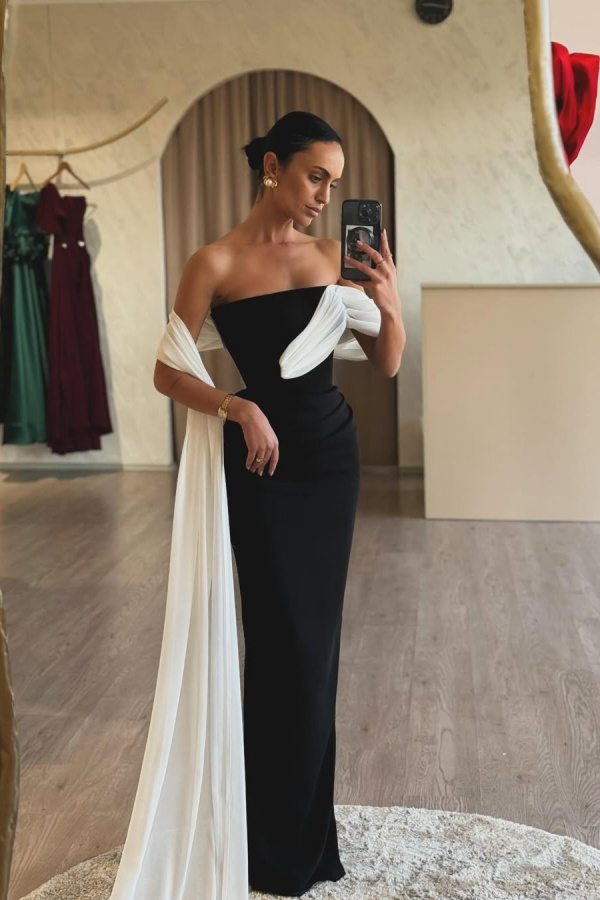 Lvs&Broner Strapless Sleeveless Mermaid Long Prom Dress With Ruffles Pleated