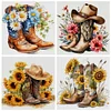 (Multi-Style) Flowers Boots And Cowboy Hat-11CT Stamped Cross Stitch 40*40cm/15.75*15.75in