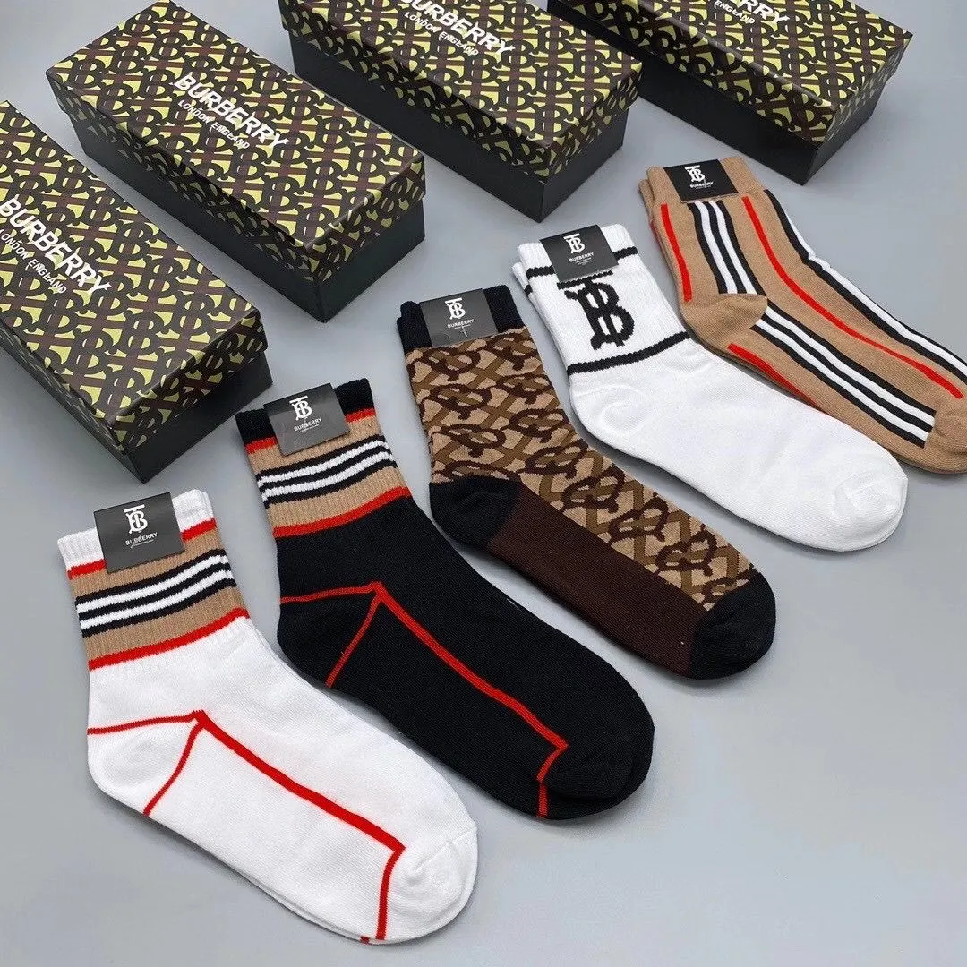Mid-Calf Socks High-Quality Business Unisex Style Versatile Colors Trendy Sweat-Absorbent Breathable Odor-Resistant Comfortable One Box of 5 Pairs