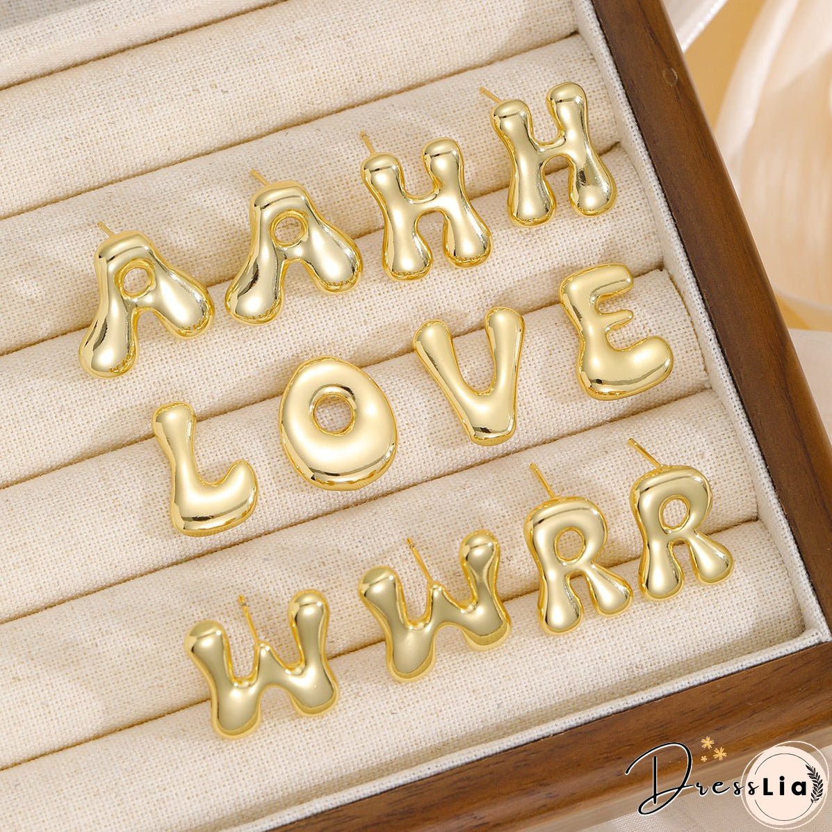 18K Gold-Plated Bubble Letter Stud Earrings