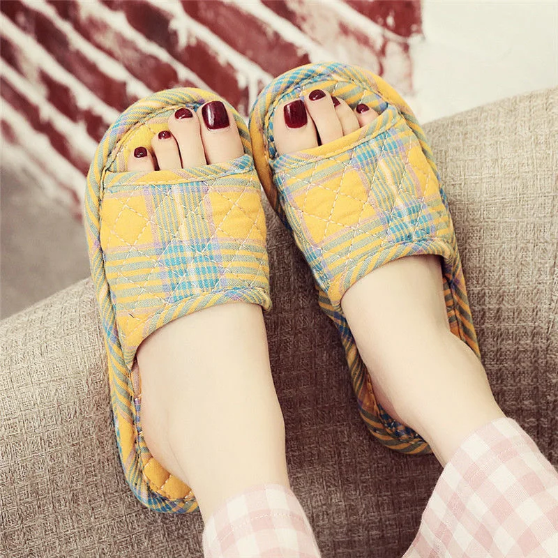 Pure Cotton Fabric Cloth Bottom Cloth Slippers Wood Floor Floor Tiles Mute Indoor Soft Bottom Female Home Home Four Seasons