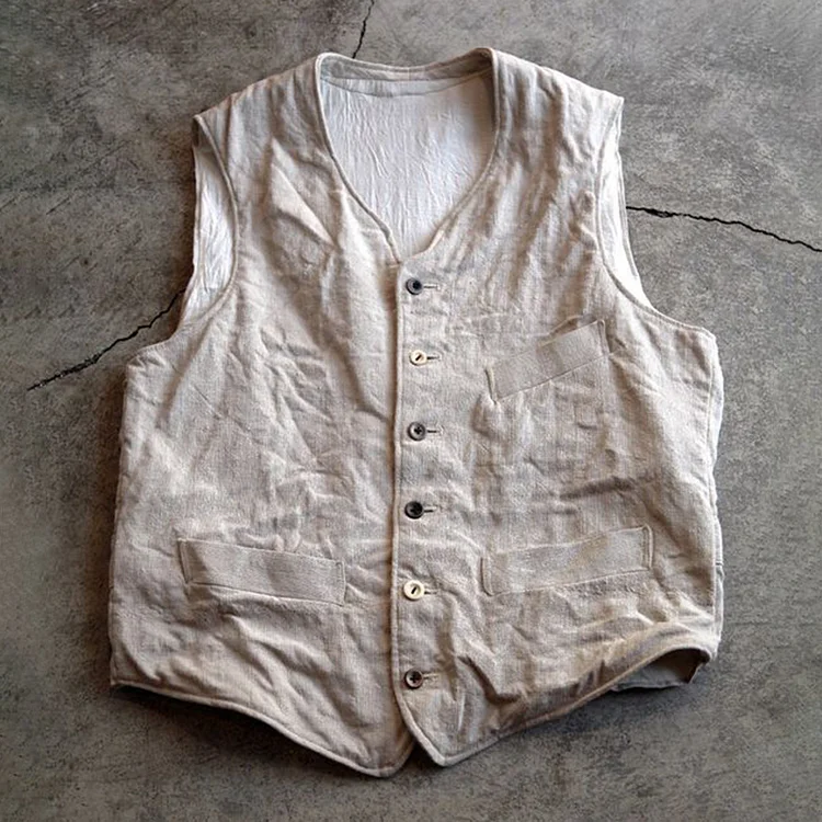 Men's Vintage Japanese Button Down Casual Vest