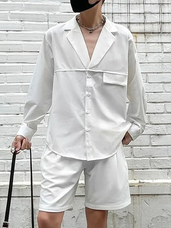 Mens Patchwork Shorts Shirts Two Pieces Outfits SKUJ44658
