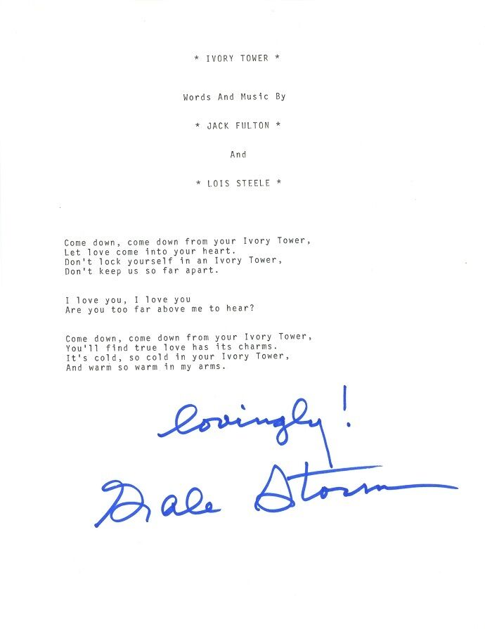 GALE STORM Autographed Typescript - Ivory Tower