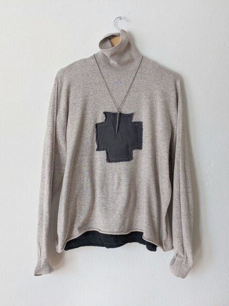 Womens Cross Pattern Scarf Collar Linen Top