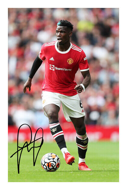 Paul Pogba Signed A4 Photo Poster painting Print Autograph Manchester United Man Utd U 2021/22