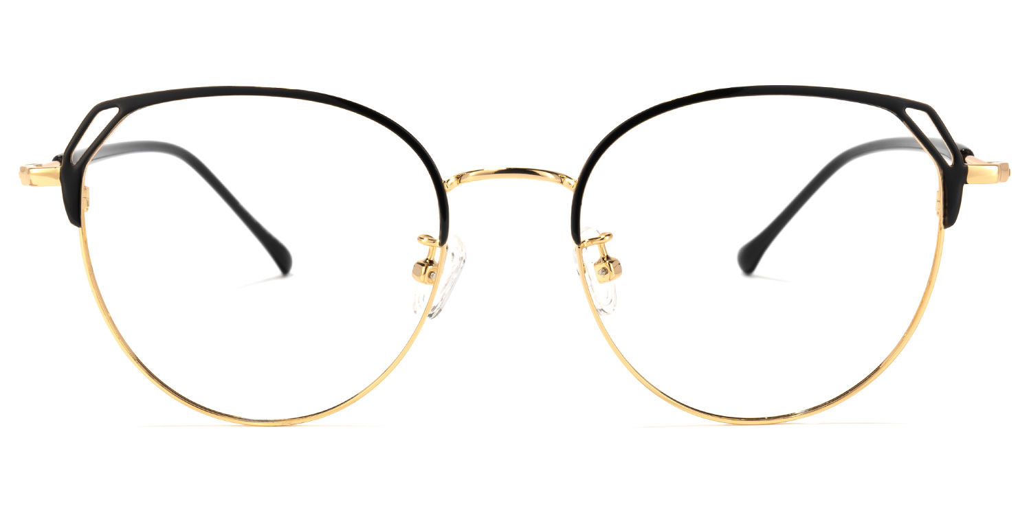 Haggith Schwarz-Gold Cateye Brille Schwarz-Gold