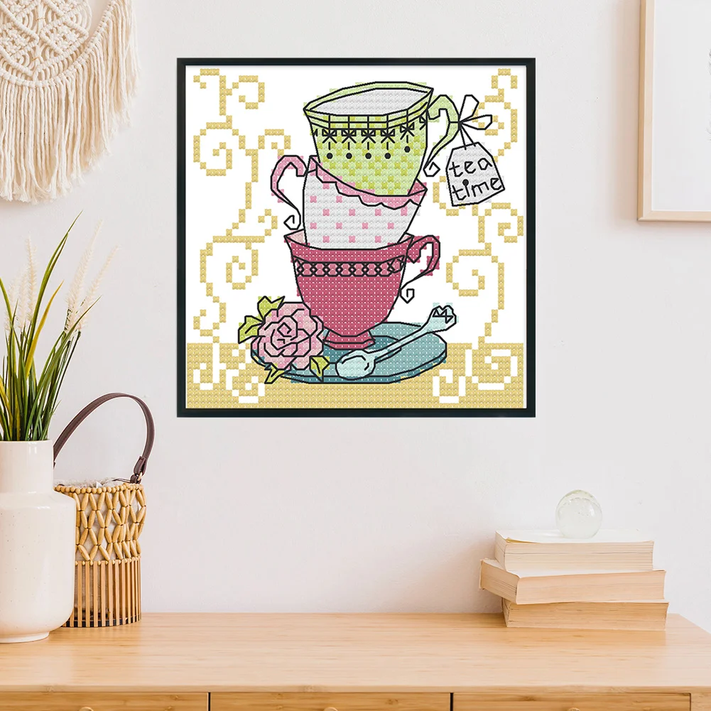 14ct Stamped Cross Stitch - Teacup(15*14cm)