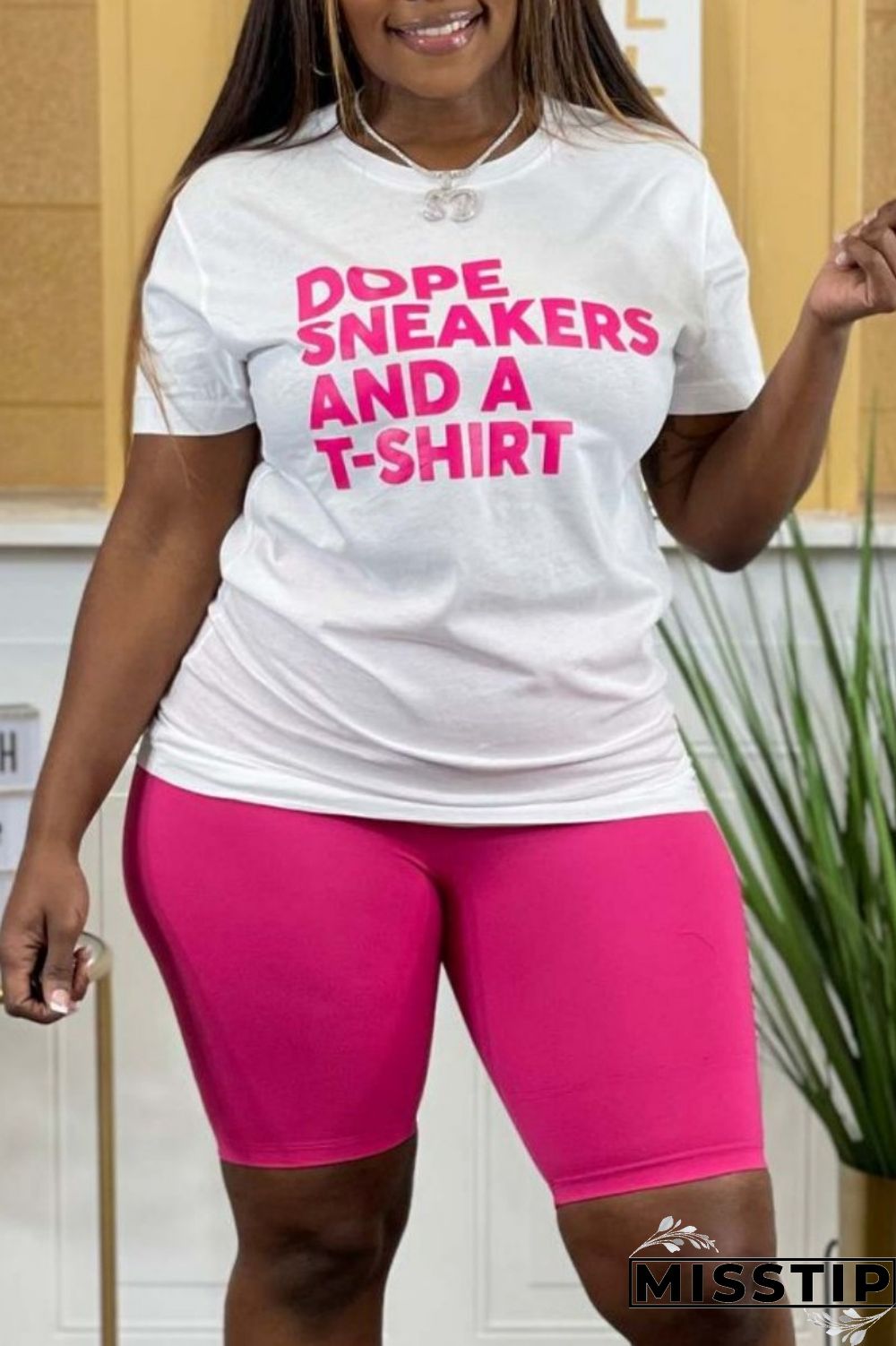 Black Rose Red Casual Letter Print Basic O Neck Plus Size Two Pieces