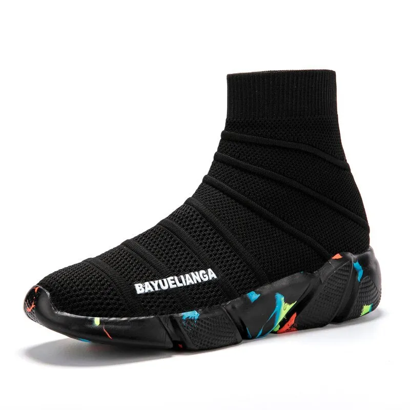 MWY Woman Socks Sneakers High Top Women Shoes Casual Breathable Flying Woven Couple Walking Shoes Zapatillas Deportivas Mujer