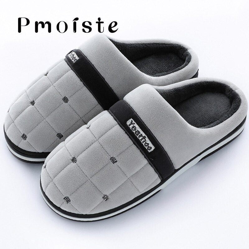 Fashion Gingham Slippers Women Large Size 43-47 Suede Soft Winter Slippers for home TPR Mixed Colors Men Indoor Shoes
