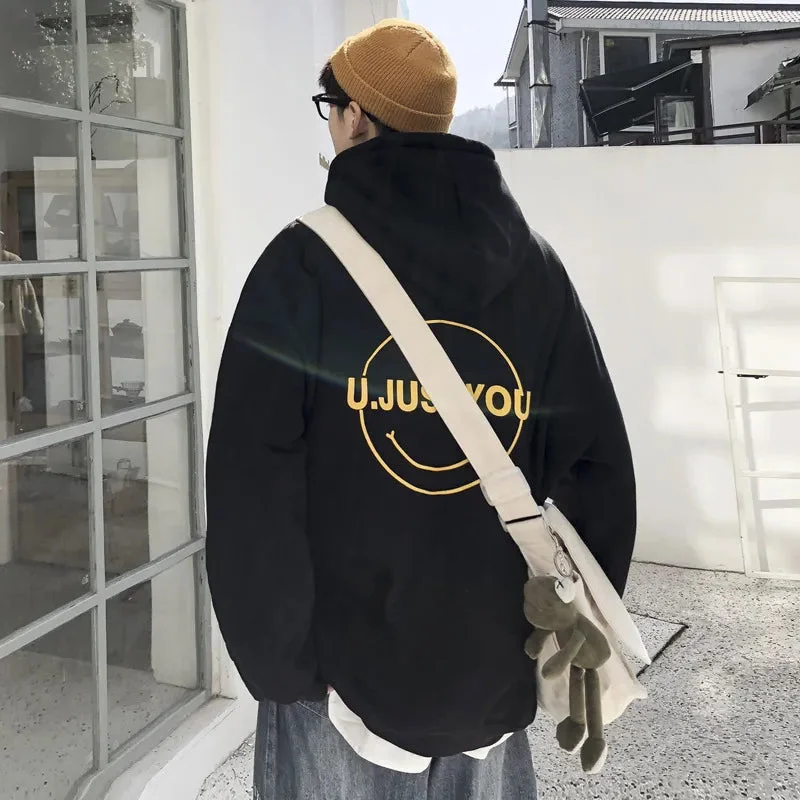 Aonga - Letter Printed Oversized Hoodie Men 2024 Autumn New Male Casual Hoodies Sweatshirts Loose Streetwear Korean Fashion Hip Hop Tops