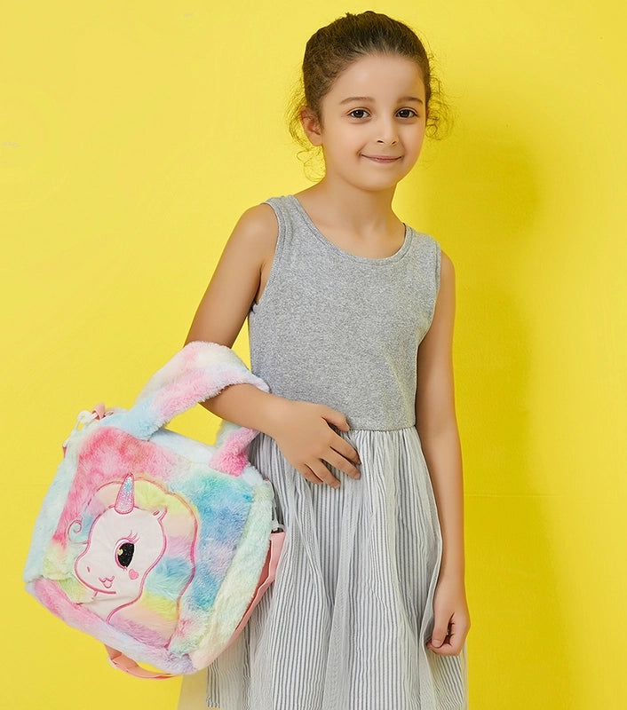 Women’s Plush Cute Square Zipper Handbag Crossbody Bag