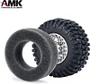 AMK 4Pcs 1.0" Rubber All Terrain 7.5mm Hex Wheels and Tires 25x54x24mm for 1/24 RC Crawler Cars Axial SCX24 90081 AXI00001 AXI00002 AXI00004 1/18 TRX4M (Blue)
