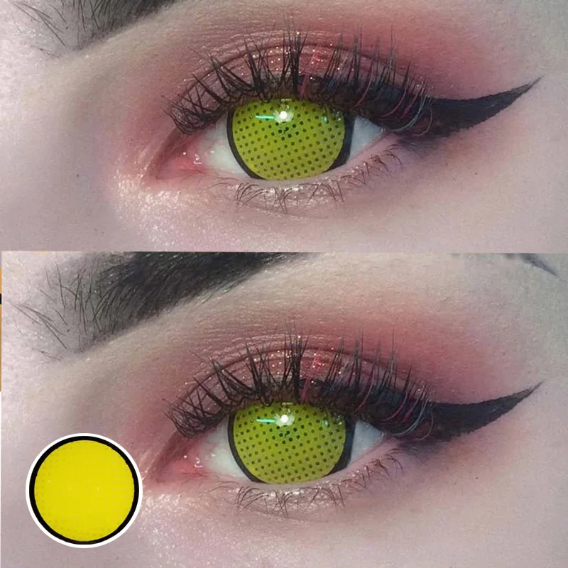 Yellow Mesh Cosplay Contact Lenses 14.5mm Fot Halloween Day