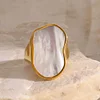 Irregular White Shell Golden Ring