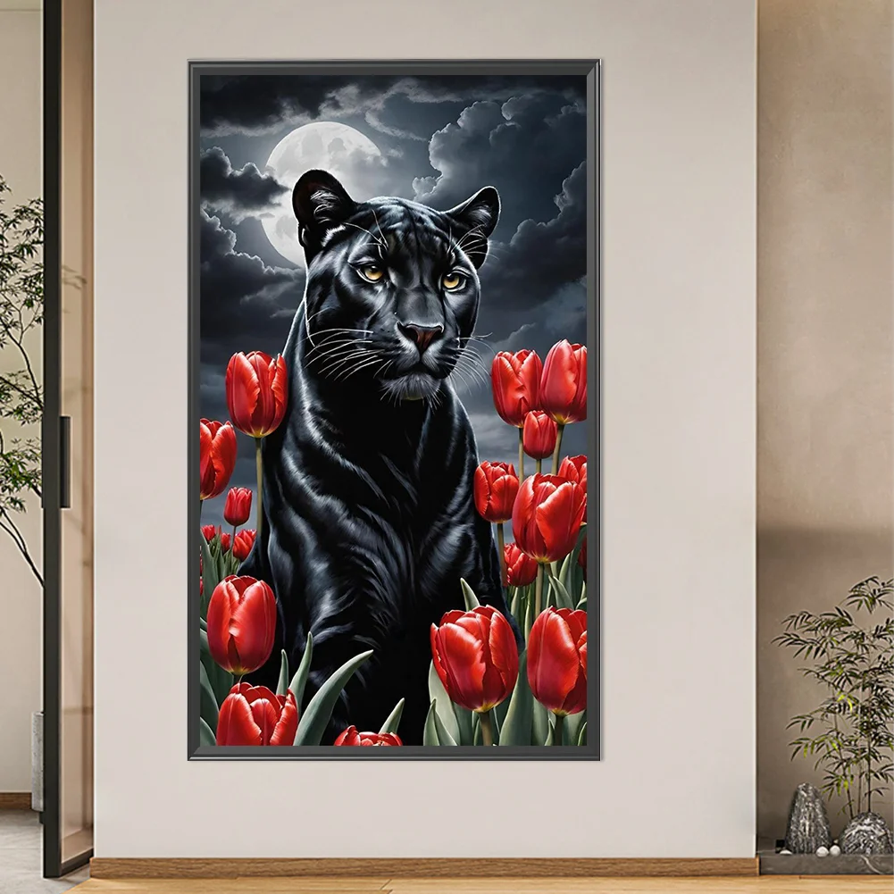 Partial AB Diamond Painting - Full Round Drill - Tulip Panther(Canvas|45*75cm)