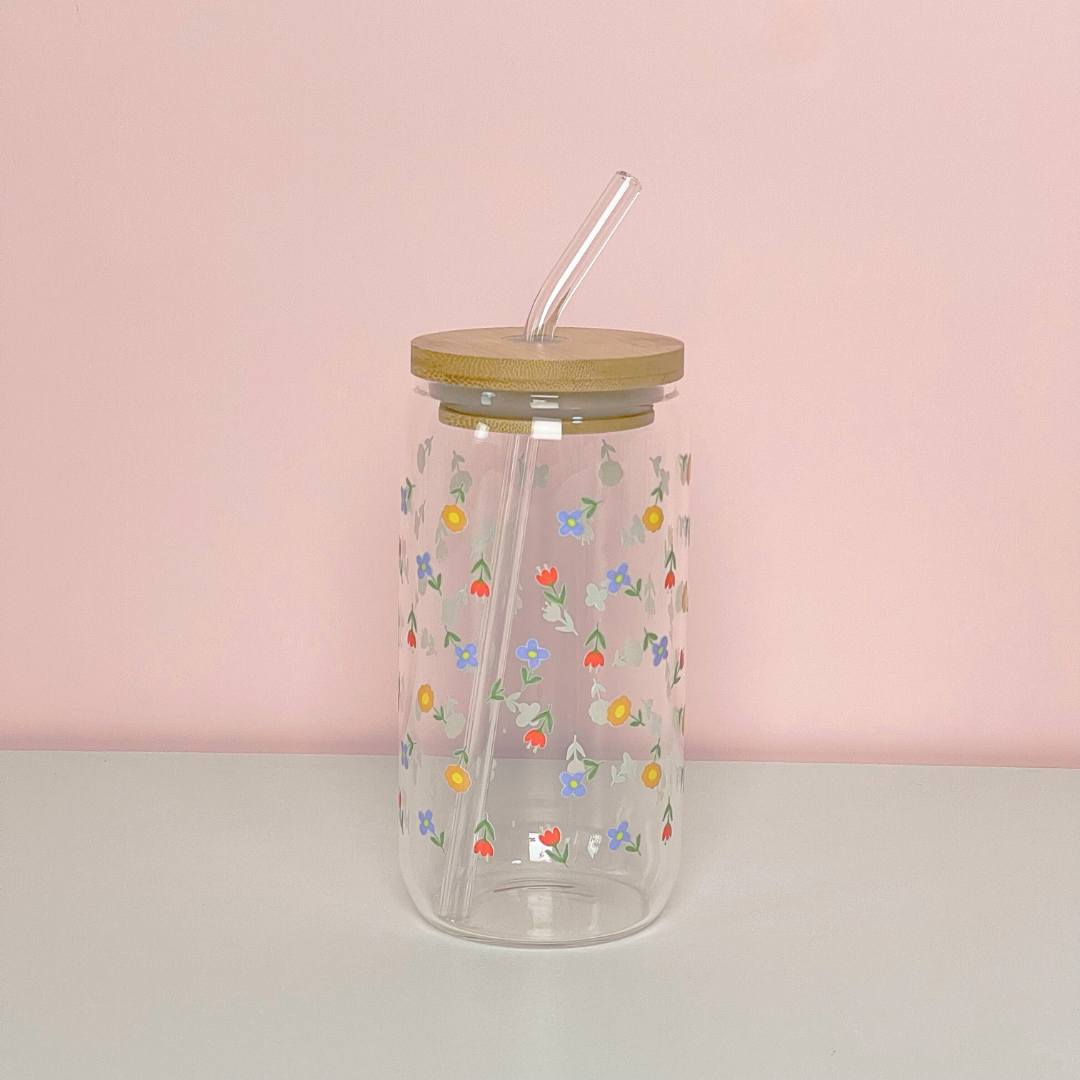 Maneifurui™   Floral Whispers Glass Can