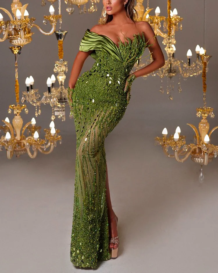 Women's Solid Color Sequins Dress