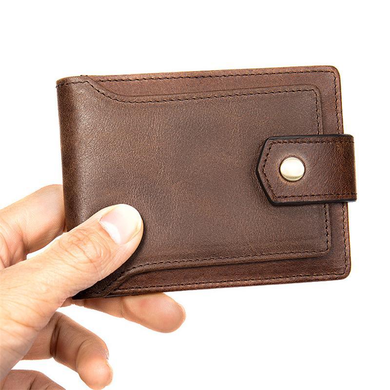 Anti-Scan Genuine Leather Currency Pocket Slip Pocket Coin Slot Lightweight Wallet