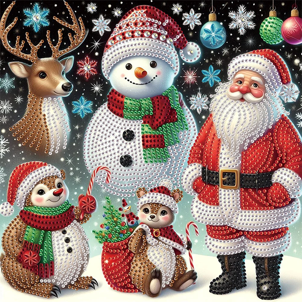 Partial Special-shaped Crystal Rhinestone Diamond Painting - Santa Claus(Canvas|30*30cm)