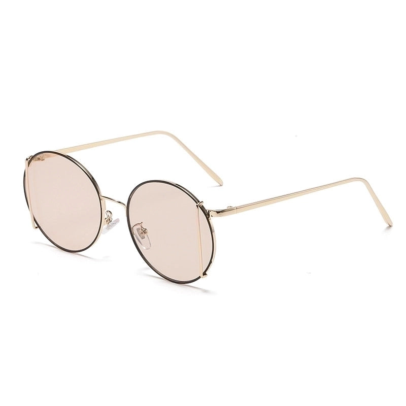 Fashion Round Frame Metal Temple Street Shot Hip Hop Sunglasses