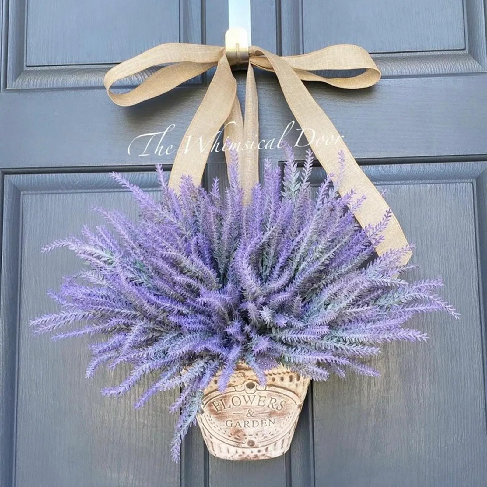 Artificial Lavender Wreath Wall Hanging for Home Indoor Outdoor Decorations