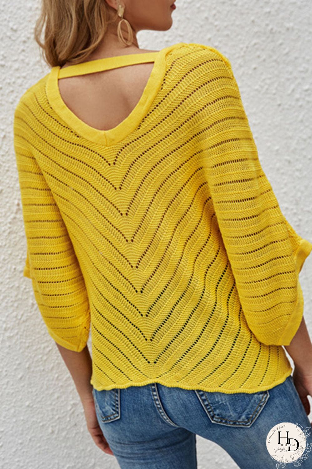 Fashion Casual Solid Split Joint V Neck Tops