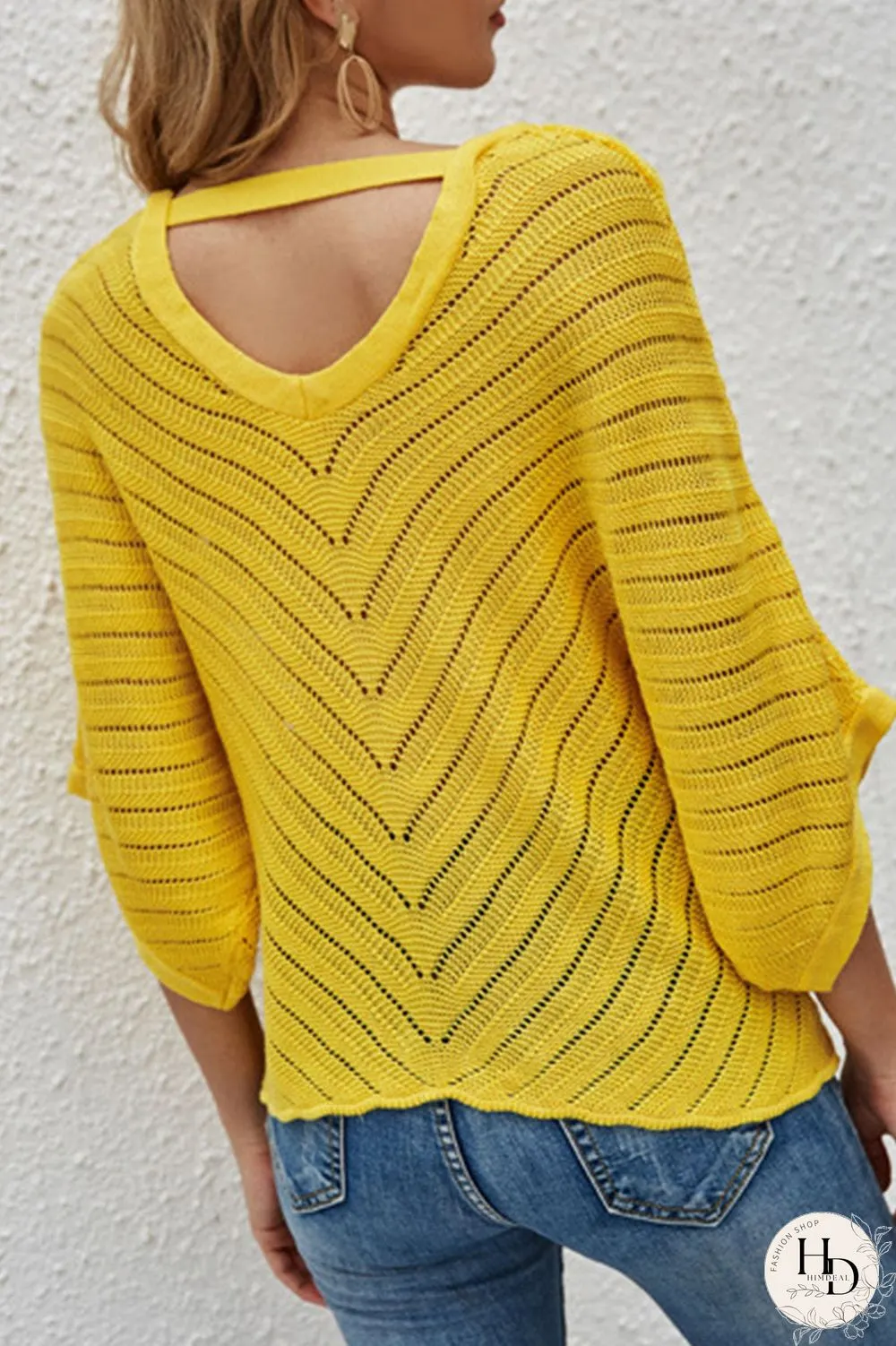 Fashion Casual Solid Split Joint V Neck Tops