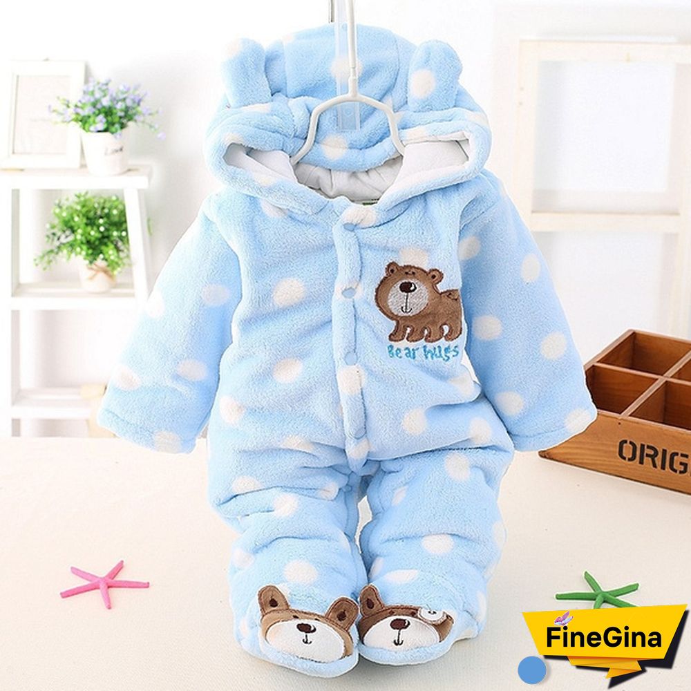 Newborn Baby Romper Coral Fleece Winter Rompers Cartoon Infant Clothes Snowsuit Babies Jumpsuits