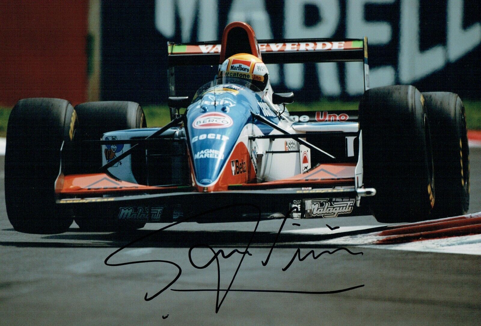 Pierluigi MARTINI SIGNED 12x8 Italian F1 Driver Rare Photo Poster painting AFTAL Autograph COA