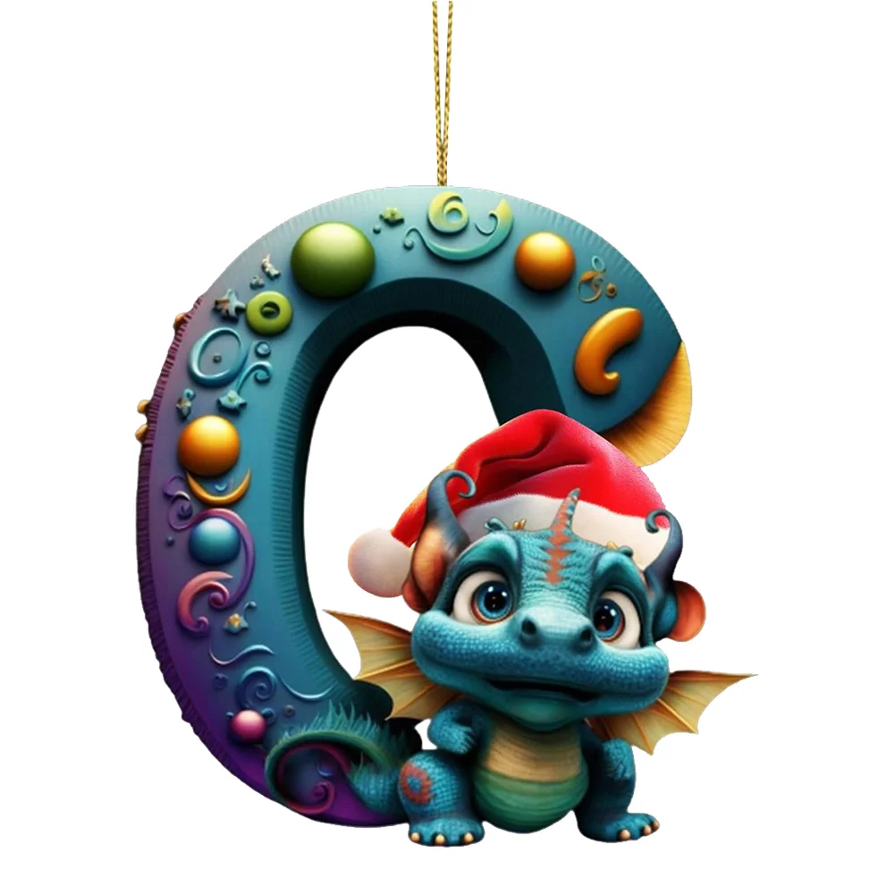 Christmas Cute Dragon Pendants Acrylic Letter Shaped Exquisite for Xmas Tree Car