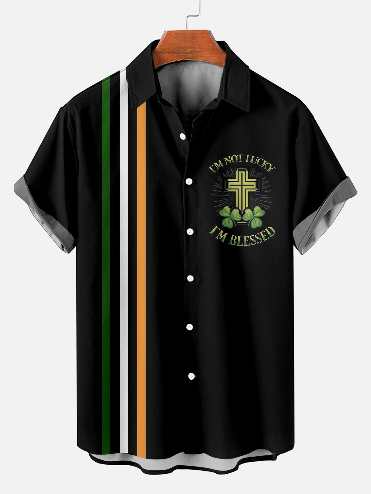 St. Patrick's Day Short Sleeve Bowling Shirt PLUSCLOTHESMAN