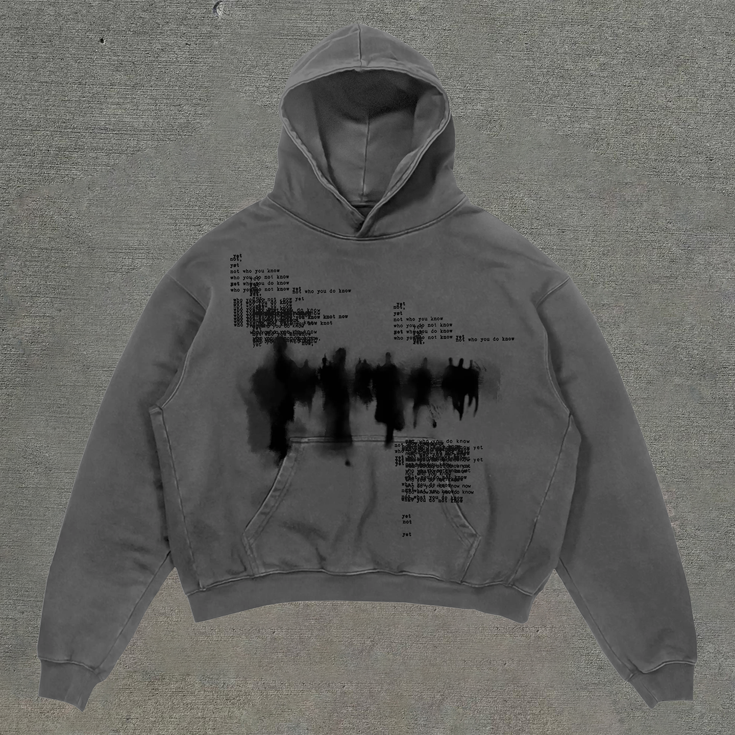 Vingate Portrait Phantom Graphic Acid Washed Oversized Hoodie