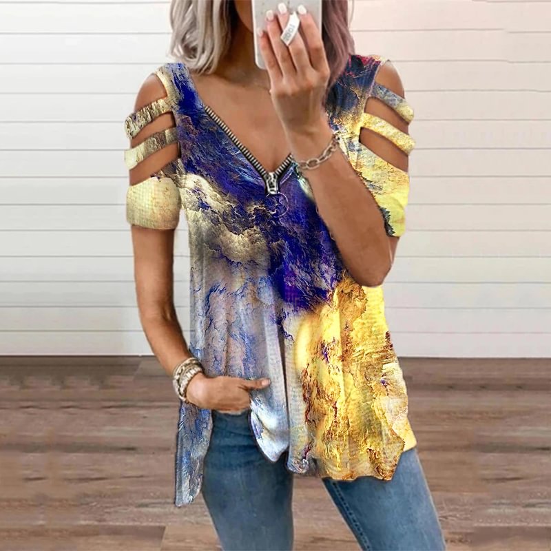 Womens Fashion Clouds Patterns Tie Dye T-shirt